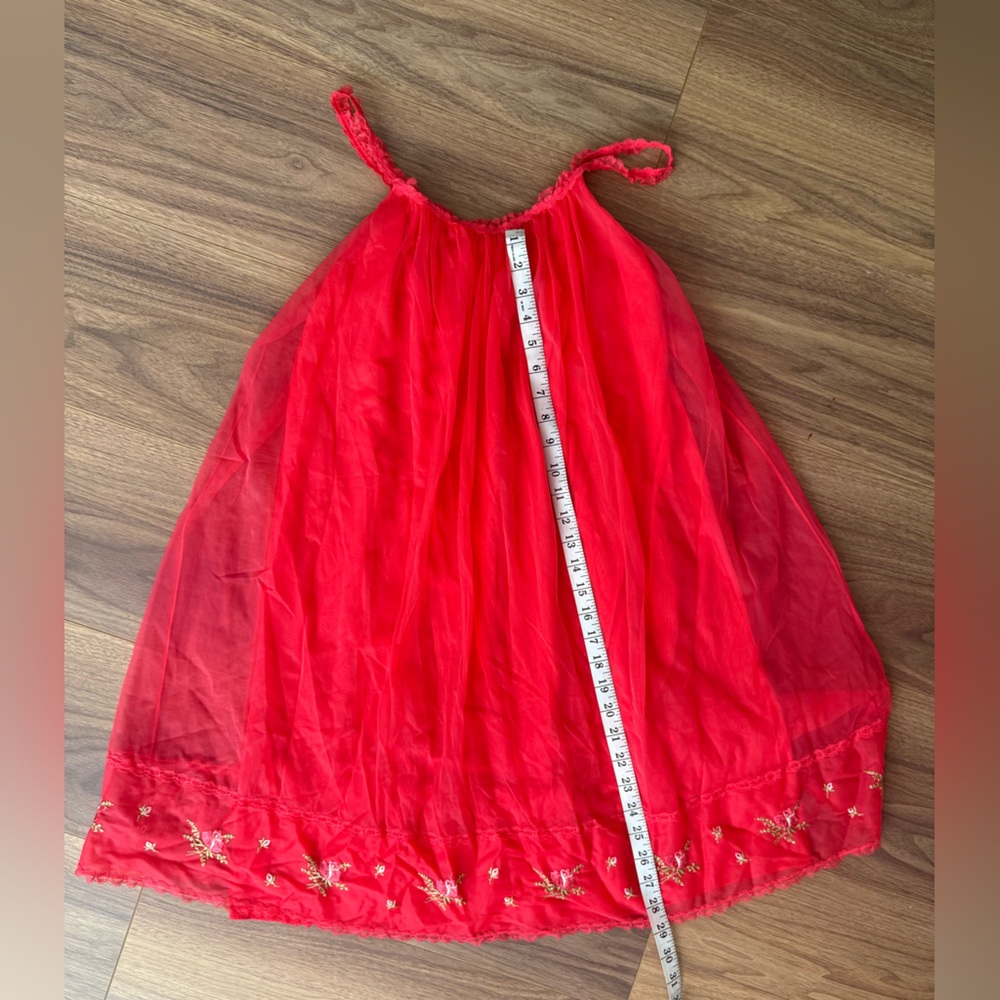 Vintage 1960’s Vanity Fair Floral Embroidered Babydoll Nightgown Red Size XS - Picture 14 of 14